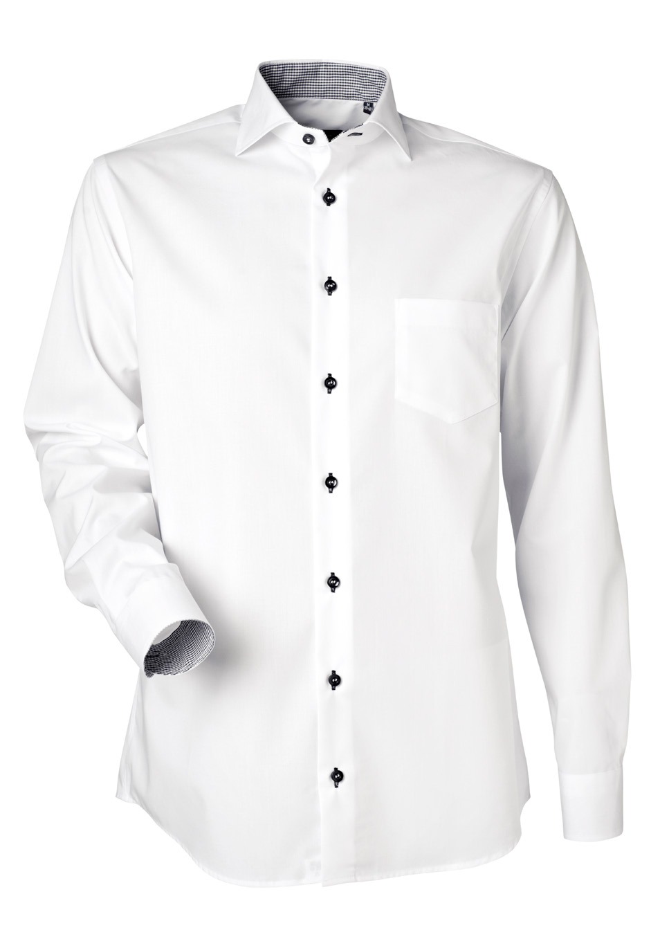 Herrskjorta, Vit med svart-vit kontrast, Regular Cut