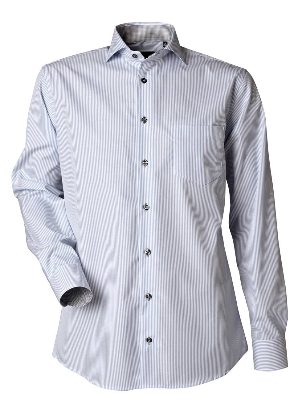 Herrskjorta, Ljusblå-vit rand med kontrast, Regular Cut